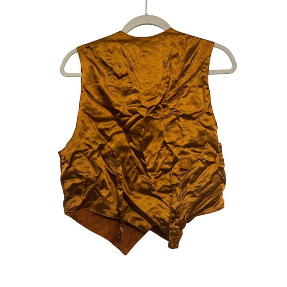 Vintage Mona Mode Suede Vest Brown S Genuine Leather Rayon Lining - Picture 3 of 4